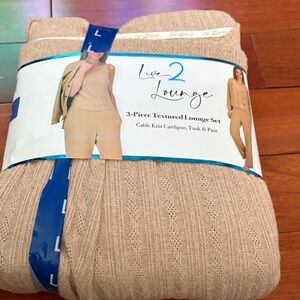 Live 2 Lounge Beige 3-Piece Knit Pajama Set